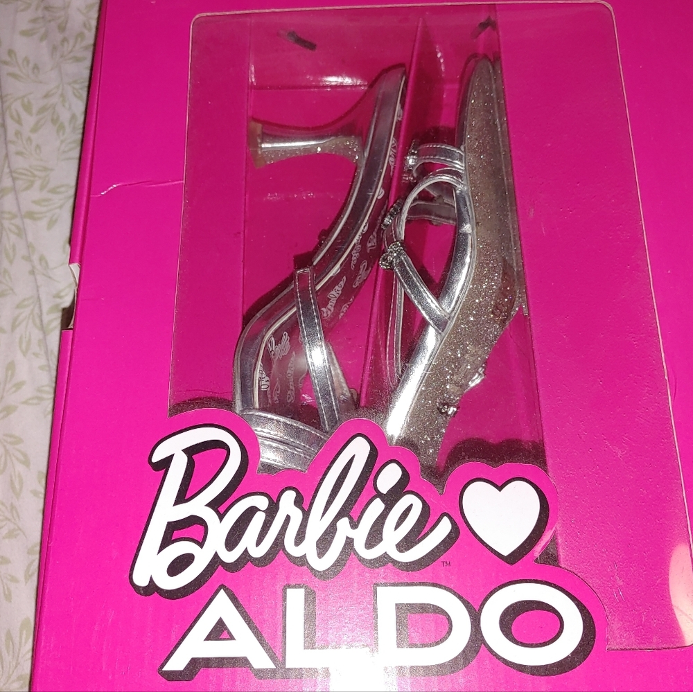 MUST SELL ASAP! Aldo Preppy Barbie Silver Heels Mules Barbiemule